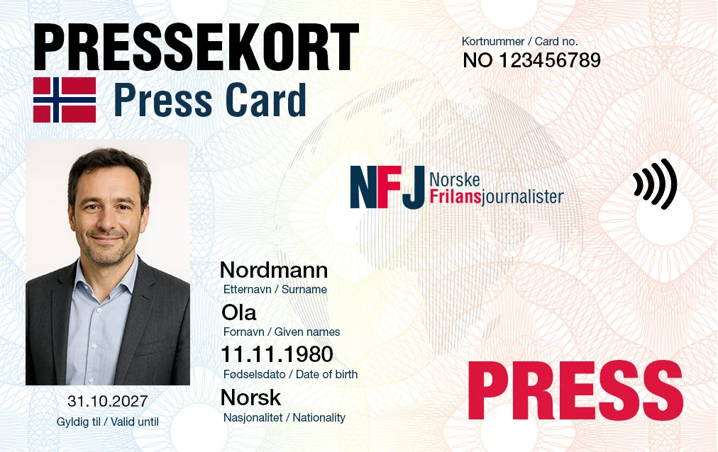 Pressekort for content creators: NFJ-pressekortet med eksempeldata